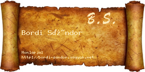 Bordi Sándor névjegykártya